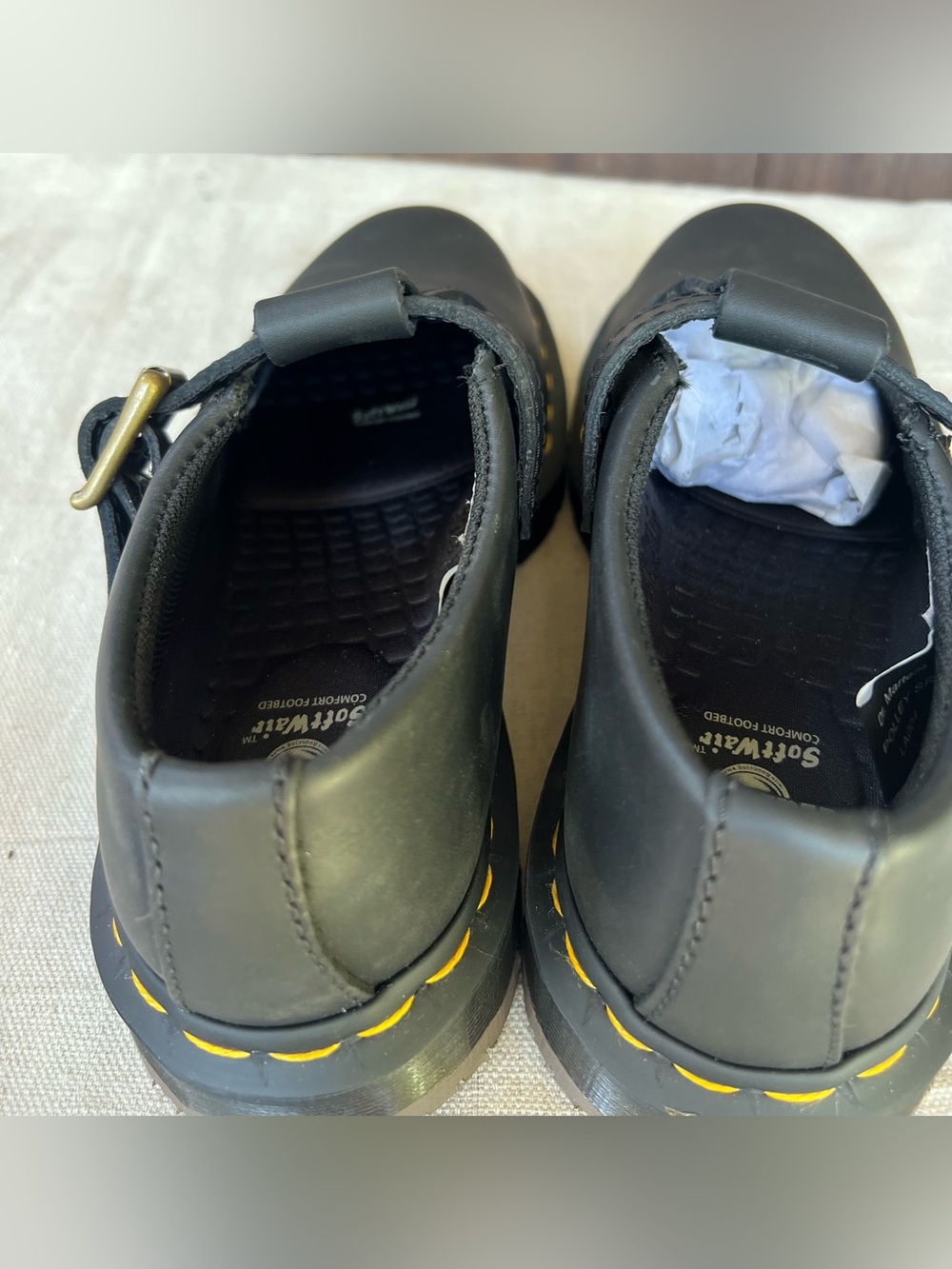 Dr. Martens Black unisex T-Bar Shoes with Yellow Stitching size 7 for women’s - Picture 5 of 11